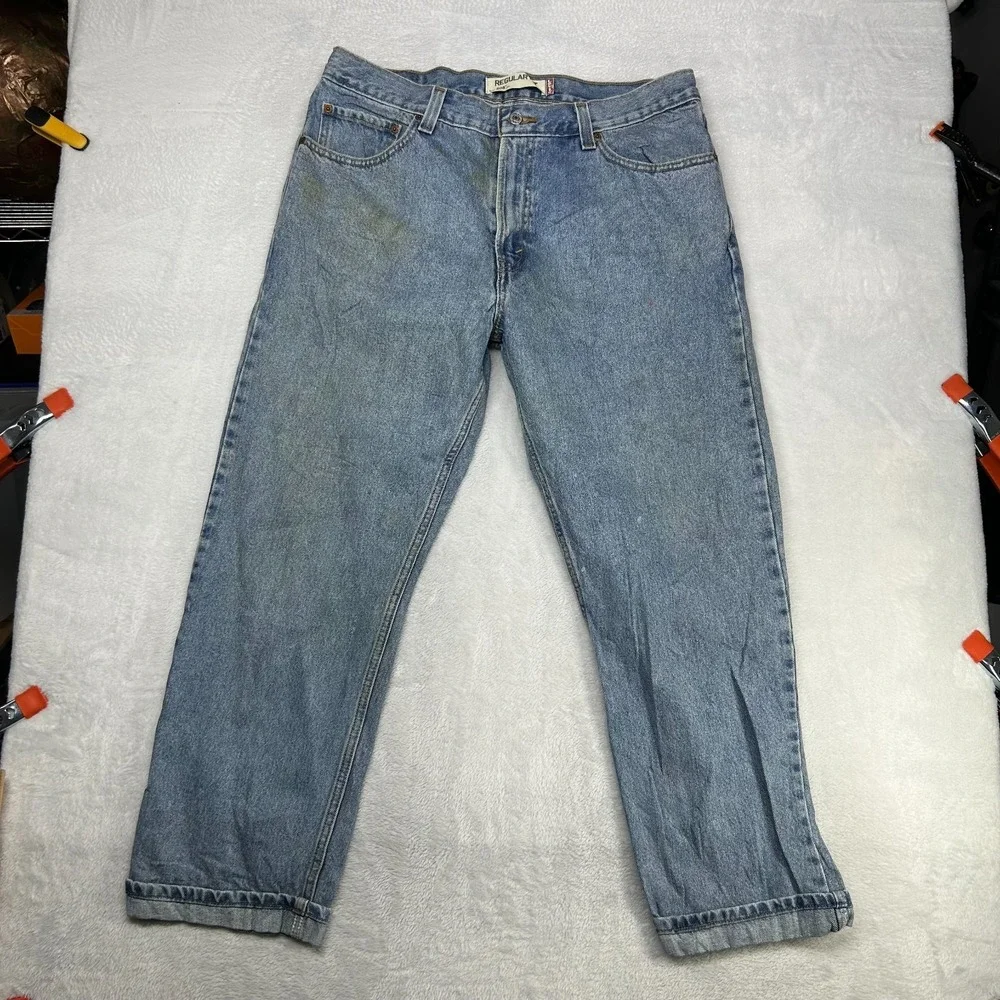 Levi's 505 Regular‎ Fit Jeans Men's Blue Denim Pockets Mid Rise Straight - 36X28